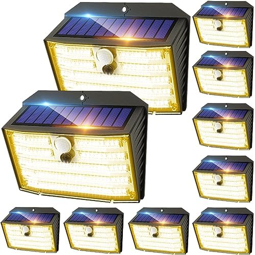 CLAONER Solar Lights Outdoor [ /126 LED], Wireless Motion Sensor Lights, IP65 Waterproof Security Lights 3 Modes, 270° Lighting Angle, Ultra-Bright Wall Lights for Deck Patio Fence Garage by Claoner