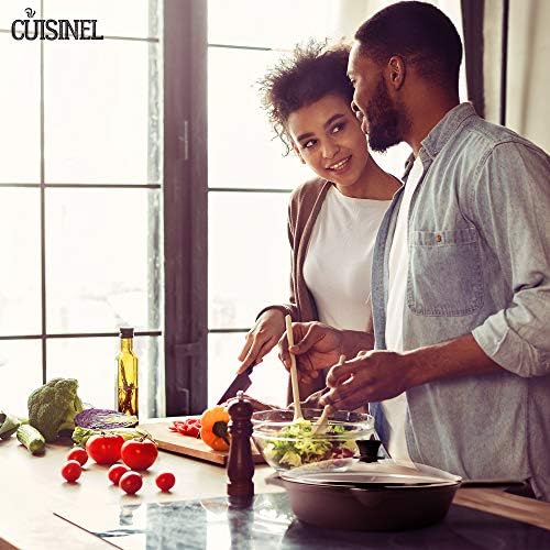 Cuisinel Cast Iron Skillet with Lid - 10"-Inch Pre-Seasoned Frying Pan + Glass Cover + Heat-Resistant Handle Holder - Indoor/Outdoor Use - Grill, Stove, Camp Firepit, Induction - Oven Safe Cookware - Image 6