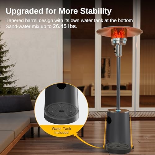 EAST OAK 50,000 BTU Patio Heater with Sand Box, Table Design, Double-Layer Stainless Steel Burner, Wheels, Triple Protection System, Outdoor Heater for Home and Residential, Polar Night - Image 3