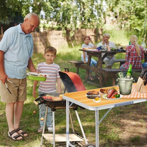 6.0 Ft Folding Portable Camping Table Yellow - Image 2