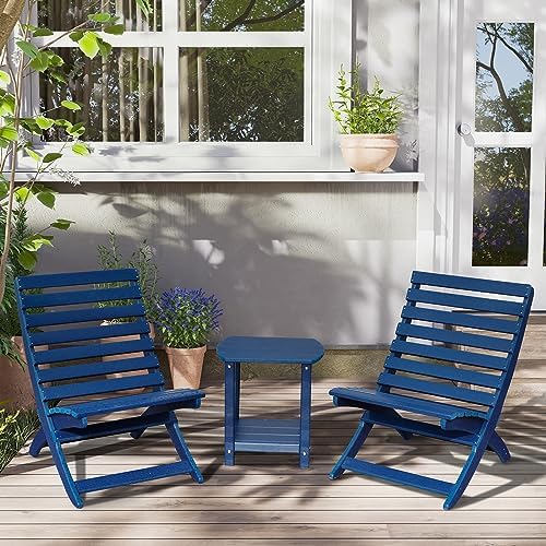 Adirondack Square Outdoor Side Table,2-Tier Storage Patio Side Table, HDPE End Tables for Backyard Pool Porch Garden Lawn - Image 7