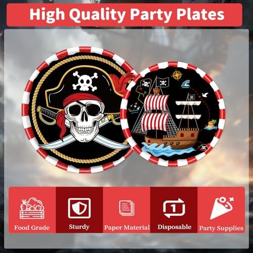 Gameza Pirate Party Decor 96PCS Disposable Plates Napkins Tableware - Image 4