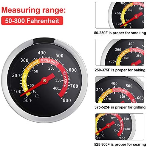 Frienda 3 Packs Charcoal Grill Temperature Gauge Thermometer Gauge Wood Barbecue Charcoal Grill Thermometer Heat Indicator for Lamb Beef Meat Cooking, 2-3/8 Inch Dial and 2-7/8 Inch Stem - Image 3