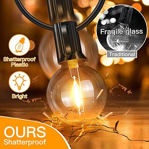 Ollny Outdoor String Lights, 100FT LED Patio Lights Waterproof Plug in - Image 2