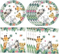 40PCS Safari Birthday Decorations Animal Paper Plates and Napkins by Actoridae