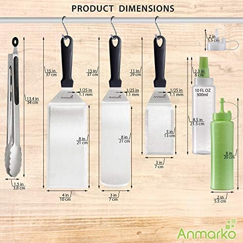Metal Spatula Set of 6 - Griddle Accessories kit - Grill Flat Spatula Pancake Flipper Hamburger Turner - Metal Utensil Great for BBQ Grill Flat Top Cast Iron Griddle - Commercial Grade - Image 6