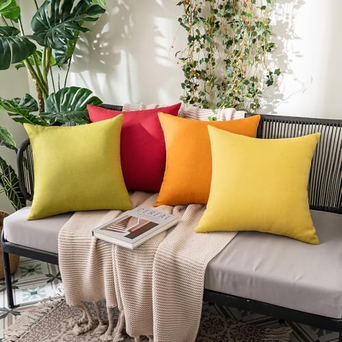 MIULEE Decorative Outdoor Pillow Covers Fall 18x18 Pumpkin Orange - Image 4
