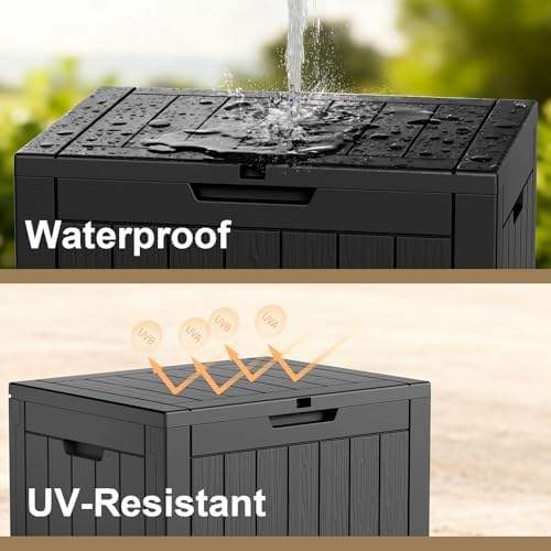 35 Gallon Outdoor Deck Box Lockable Waterproof Storage Black - Image 5