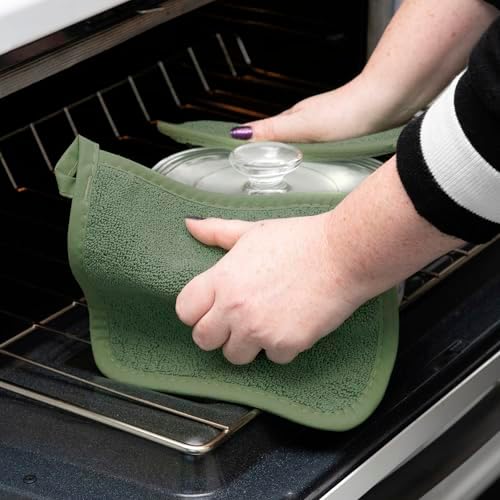 RITZ Terry Potholder & Hot Pad: Unparalleled Heat Resistant, Durable 100% Cotton – Ergonomically Designed for Optimal Grip – Easy-Care Machine Washable – 4-Pack, Juniper - Image 4