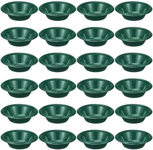 24 Pack 16oz Dark Green Disposable Plastic Bowls Dessert, Ice Cream, Salad, Soup Serving Cups for Party, Picnic, Food Snacks (Dark Green) by Unknown
