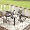 VICLLAX Outdoor Dining Set for 4, 5 Pieces Patio Dining Furniture Set with Umbrella Hole- 40.2" Patio Table and Chairs for Balcony, Garden and Deck, Grey Wood Grain Tabletop by HOME