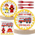 Firetruck Party Decorations - Firefighter Party Plates and Napkins for Kids, Serves 40 Guests by BonBeeDesign