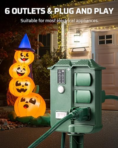 DEWENWILS Outdoor Power Stake Timer with Remote Control, Dusk to Dawn Timer - Image 3