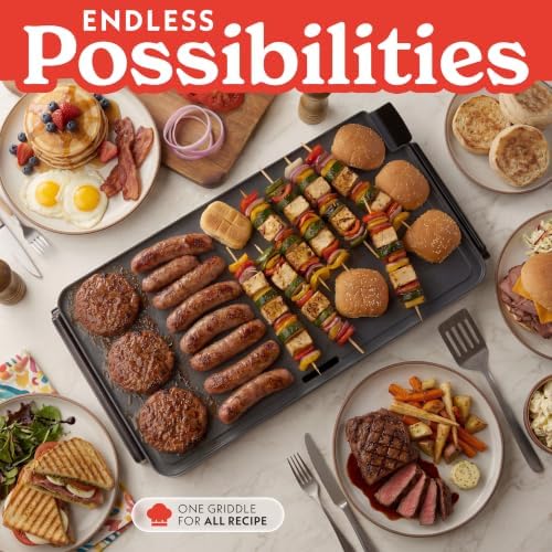 Gourmia Electric Griddle - 22” XL Nonstick Ceramic Cooking Surface, Black - Image 3