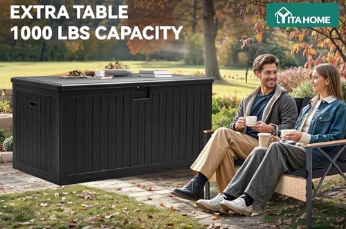 YITAHOME 260 Gallon Large Deck Box with Divider & Side Handles - Image 6