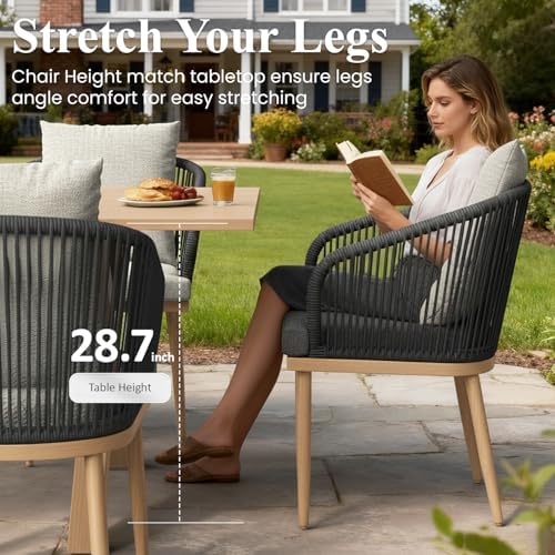 LayinSun 10 Pieces Outdoor Patio Dining Set, Aluminium Rectangular Dining Table and Wicker Rattan Chairs Set for Outside Backyard, Poolside - Image 5