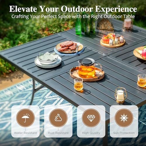 HERA'S HOUSE 9pc Outdoor Patio Dining Set for 8, Textilene Chairs, Red - Image 4