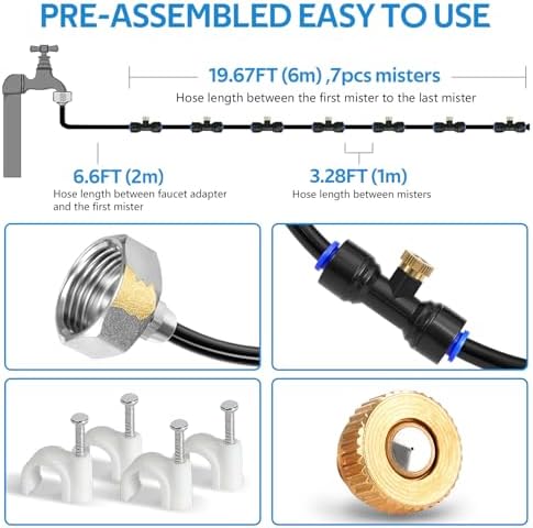 homenote Misting Cooling System, 26FT(8M) Pre-Assembled Mister Kit, 2 Pack - Image 2