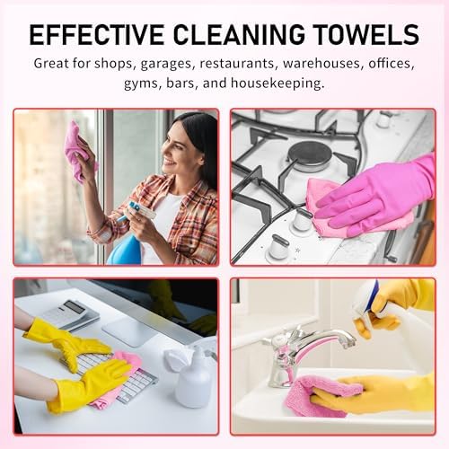 Microfiber Cleaning Cloth Roll, 75 Pack Tear Away Microfiber Towel, Reusable Washable Shop Towels, Lint Free Cleaning Rags for Car Home Kitchen Garage & Automotive 11.5"x11.5" Pink - Image 6