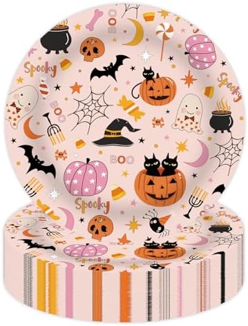 50Pcs Halloween Party Paper Plates, 7inch Spooky Dessert Plates by Unknown