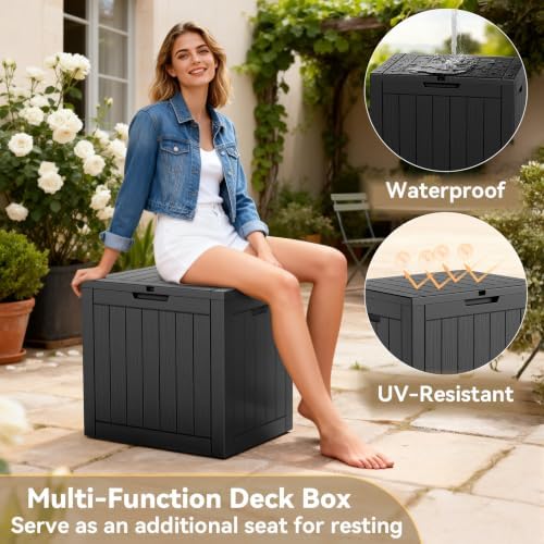 ROJIK 50 Gallon Deck Boxes Outdoor Waterproof Storage Box, Grey - Image 5