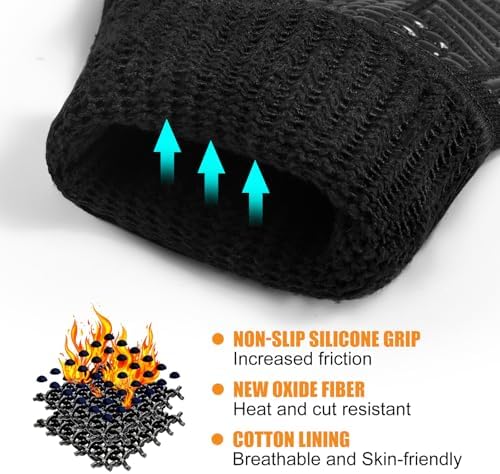 BBQ Gloves, 1472°F Heat Resistant with Silicone Grip Oven Mitts - Image 5