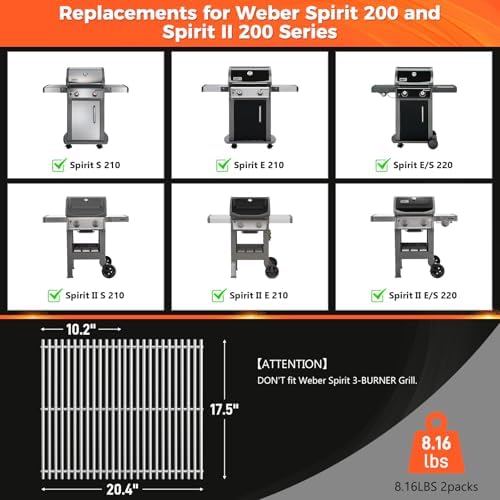 QuliMetal 17.5 Inch Grill Grates for Weber Spirit 200 & GS4 II 200 Sreies - Image 3