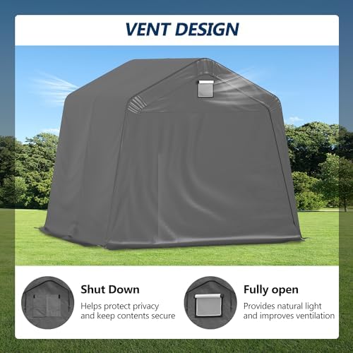 COVERONICS 10' x 10' Outdoor Portable Storage Shelter Shed, Grey - Image 6