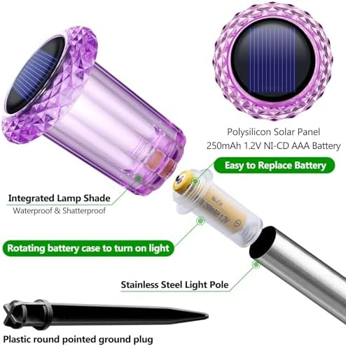 DenicMic Solar Halloween Lights Outdoor 15 Pack Purple LED Halloween Decor - Image 2