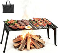 Campfire Grill Grate with Flat Griddle & Steel Mesh Panel, Heavy Duty Folding Over Fire Pit Grill Table with Bag for Outdoor Camping BBQ by Zarkind