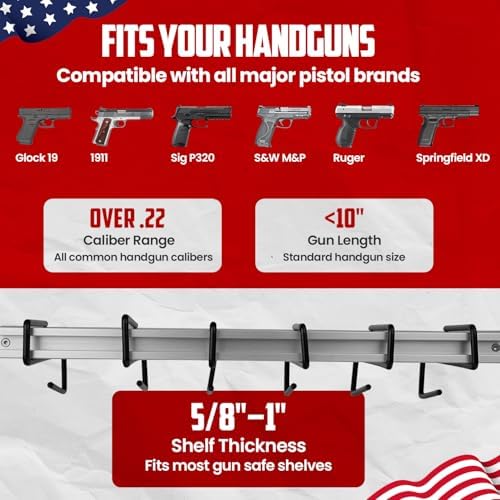 SAFETY STORAGE Handgun Hangers, Original Pistol Hooks, Firearm Organizers - Image 5