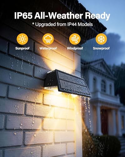 Solar Fence Lights Outdoor, 2 Pack Fence Solar Lights Waterproof - Image 4