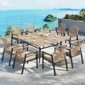 SUNSHINE VALLEY 9pc Patio Dining Set, 57.5" Square Table & 8 Rattan Chairs by SUNSHINEVALLEY