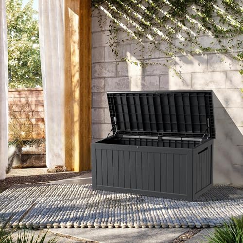 Outdoor Storage Box, 200 Gallon Waterproof Deck Box, Premium Hydraulic Cushion Storage Chest, High-Load Lockable Two-Seater Patio Storage Bench, Large Country Estate, Black - Image 2