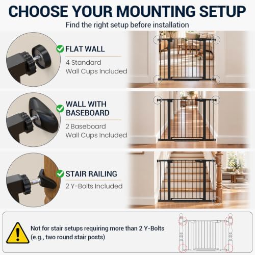 Cumbor 30-43" Baby Gate for Doorways, Auto-Close Walk-Thru Dog Gate, Black - Image 2