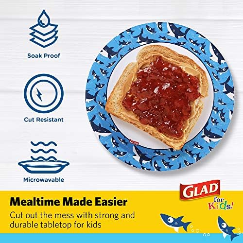 Glad for Kids Disposable Paper Plates, Sharks, 8.5 Inch, 20 Count - Image 3