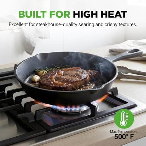 NutriChef 3 Pieces Pre-Seasoned Cast Iron Skillets - Image 5