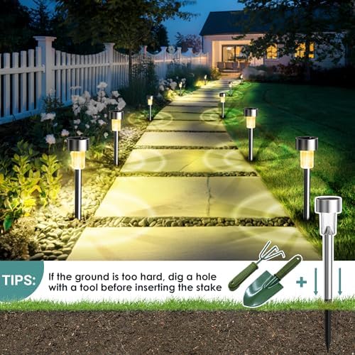 GIGALUMI Outdoor Waterproof Solar Garden Lights, 12 Pack Warm White - Image 3