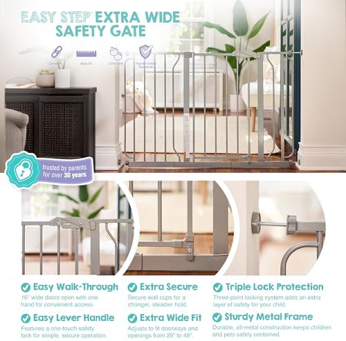 Regalo Safety 29"-49" Extra Wide Baby Gate, Bottom of Stairs & Doorways - Image 3