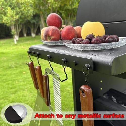Smoker Grill Hooks,Magnetic Mount 5 Hooks for Hanging BBQ Utensils,Non-Slip Heavy Duty Magnetic Holder for Traeger Pellet Pit Boss Blackstone Grill Smoker - Image 2