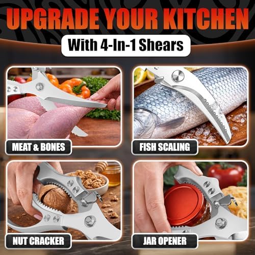 Stainless Steel Poultry Shears, Hardened Blades, Safety Lock - Image 3