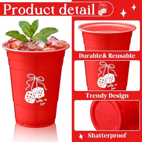 LemonRoad 50 Pcs Lucky in Love Bachelorette Party Plastic Cups 16oz - Image 4