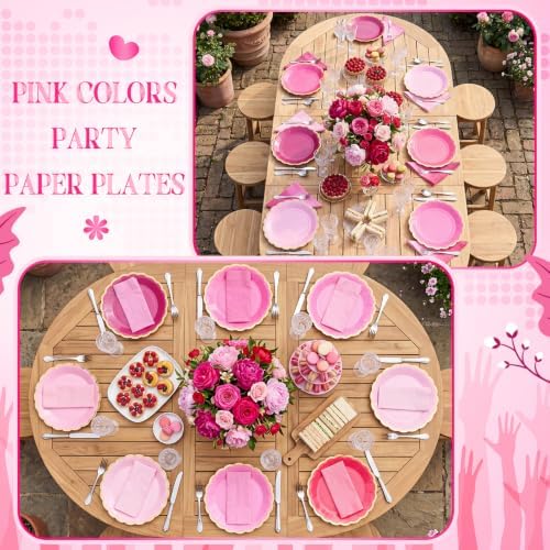 48 Pcs Breast Cancer Awareness Plates 9 Inch Hot Pink Scalloped - Image 5