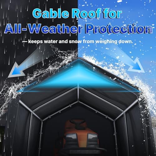 ADVANCE OUTDOOR 10x10 ft Heavy Duty Outdoor Patio Portable Canopy Storage Shelter Shed Carport with 2 Roll up Zipper Doors & Vents for Snowmobile Garden Tools, Gray - Image 4