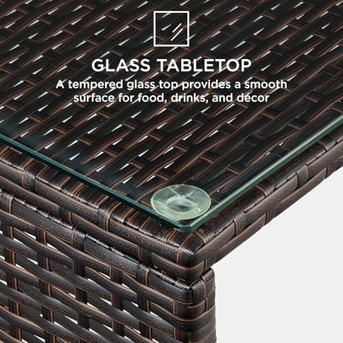 Best Choice Products 4-Piece Outdoor Wicker Patio Conversation Furniture Set for Backyard w/Coffee Table, Seat Cushions - Brown/Midnight Green - Image 4
