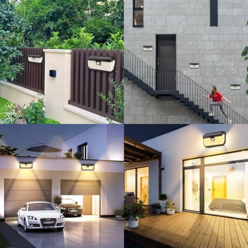 Brightever Solar Motion Sensor Outdoor Lights, 4000LM 344 LEDs Solar Outdoor Lights, IP65 Waterproof Exterior Flood Security Lights with 270° Wide Angle & 3 Modes for Patio Garage, 4-Pack Black - Image 2