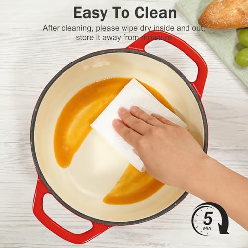 Enameled Cast Iron Dutch Oven Pot with Lid, 6 QT Large Dutch Oven - Image 6