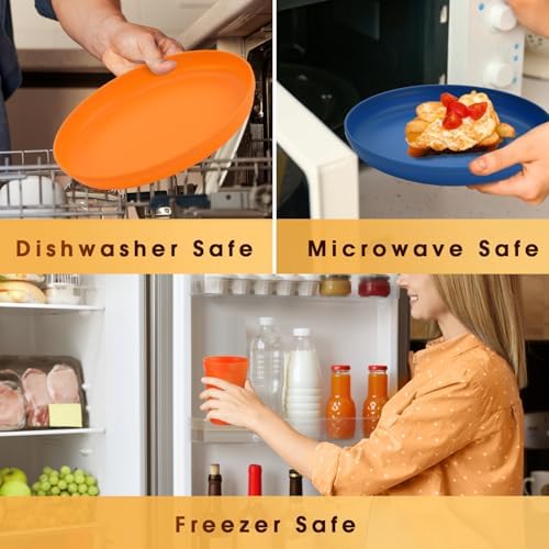 40 Piece Plastic Dinnerware Set for 8 with Cutlery, Unbreakable Plates and Bowls Set, Dishwasher & Microwave Safe Reusable Dish Set for Camping, RV, Outdoor Kitchen, Apartment Dining,Tropic Multicolor - Image 3