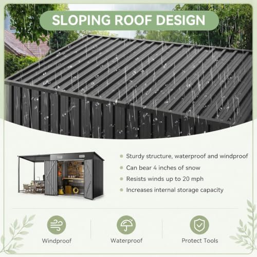6x4FT Outdoor Storage Shed & Hardtop Gazebo Combo - Image 5