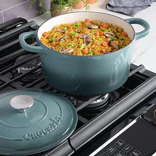 Crock Pot Artisan 5-Quart Round Enameled Cast Iron Dutch Oven – Slate Gray, Heavy-Duty Cookware for Slow Cooking, Roasting, Baking with Lid (Pack of 2) - Image 4
